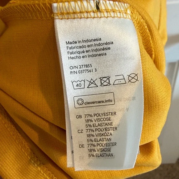 H&M Mustard Yellow Swing Dress Stretch Keyhole Back Size M - Picture 4 of 4